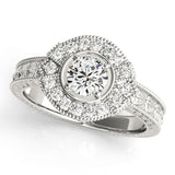 Exquisite Antique Round Diamond Engagement Ring — 9K/18K Gold & Platinum