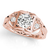 Celestial Antique Round Diamond Engagement Ring — 9K/18K Gold & Platinum