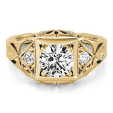 Celestial Antique Round Diamond Engagement Ring — 9K/18K Gold & Platinum