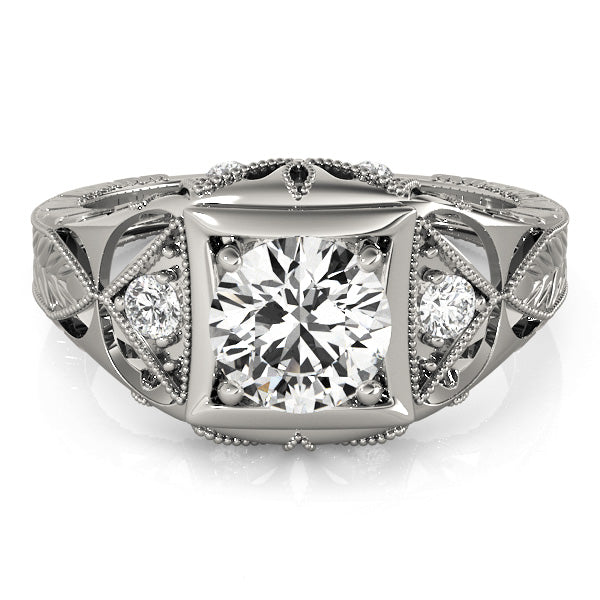 Celestial Antique Round Diamond Engagement Ring — 9K/18K Gold & Platinum