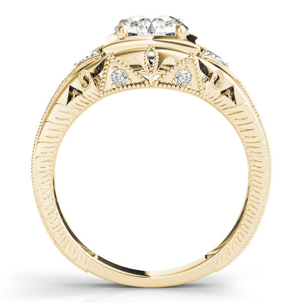Celestial Antique Round Diamond Engagement Ring — 9K/18K Gold & Platinum