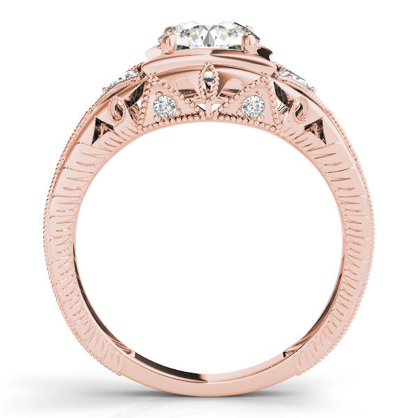 Celestial Antique Round Diamond Engagement Ring — 9K/18K Gold & Platinum
