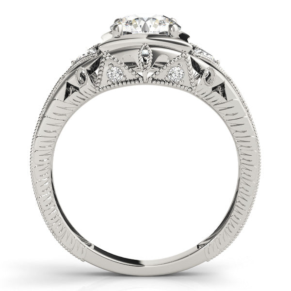 Celestial Antique Round Diamond Engagement Ring — 9K/18K Gold & Platinum