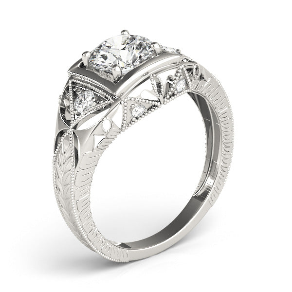 Celestial Antique Round Diamond Engagement Ring — 9K/18K Gold & Platinum