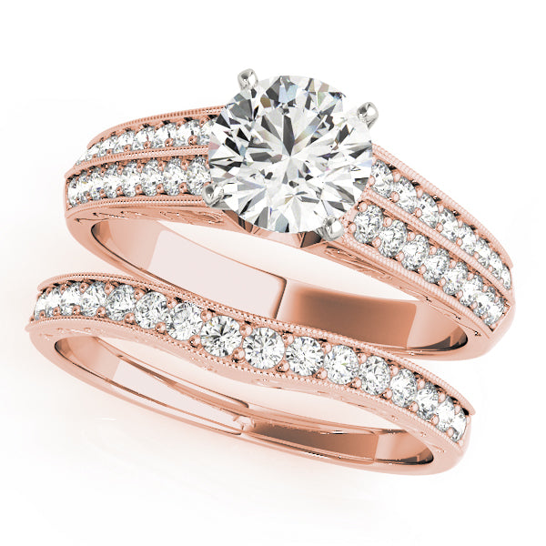 Regal Antique Round Diamond Engagement Ring — 9K/18K Gold & Platinum