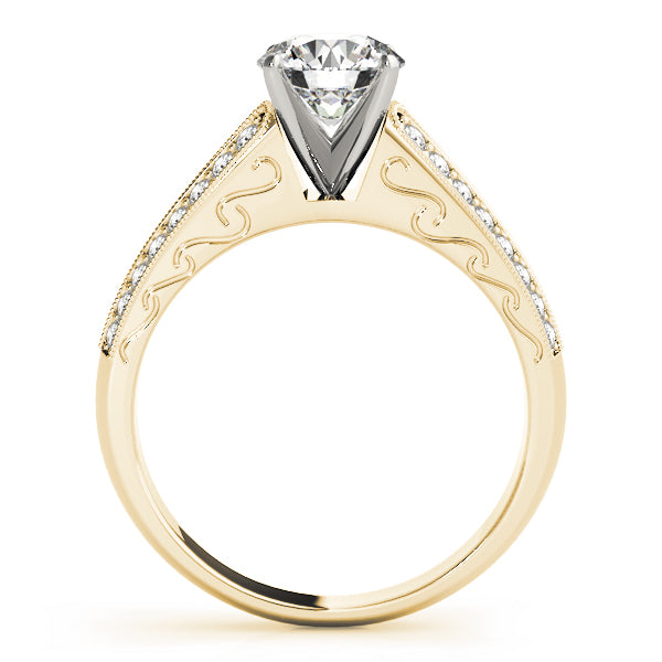 Regal Antique Round Diamond Engagement Ring — 9K/18K Gold & Platinum