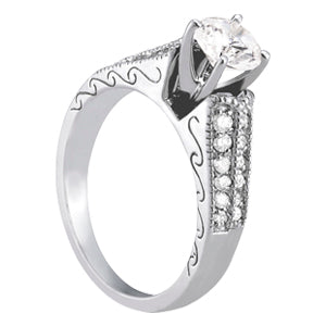 Regal Antique Round Diamond Engagement Ring — 9K/18K Gold & Platinum