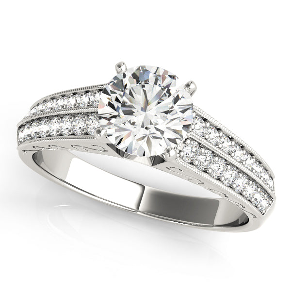 Regal Antique Round Diamond Engagement Ring — 9K/18K Gold & Platinum