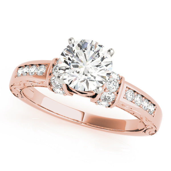 Sophisticated Antique Round Diamond Engagement Ring — 9K/18K Gold & Platinum