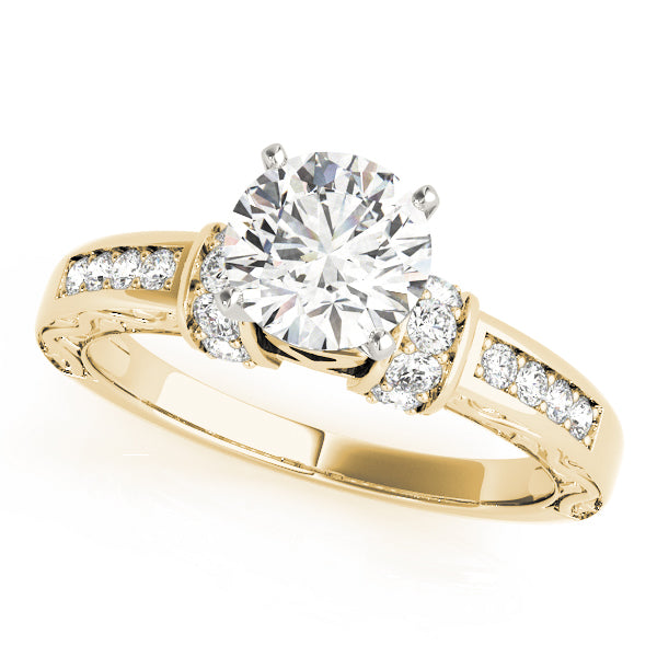 Sophisticated Antique Round Diamond Engagement Ring — 9K/18K Gold & Platinum