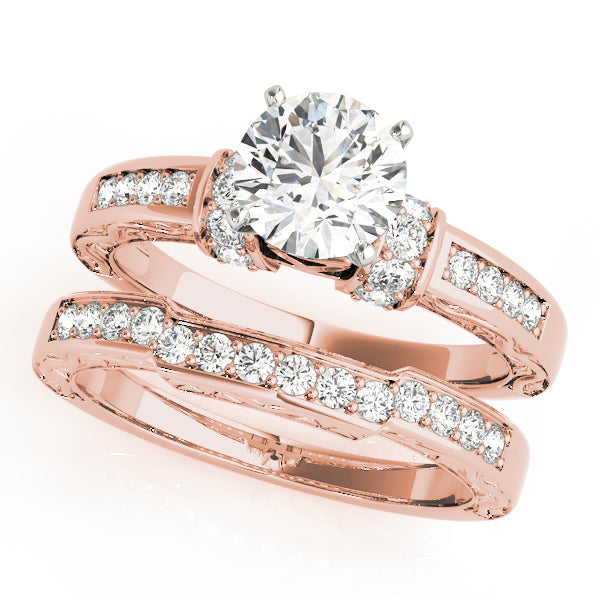 Sophisticated Antique Round Diamond Engagement Ring — 9K/18K Gold & Platinum