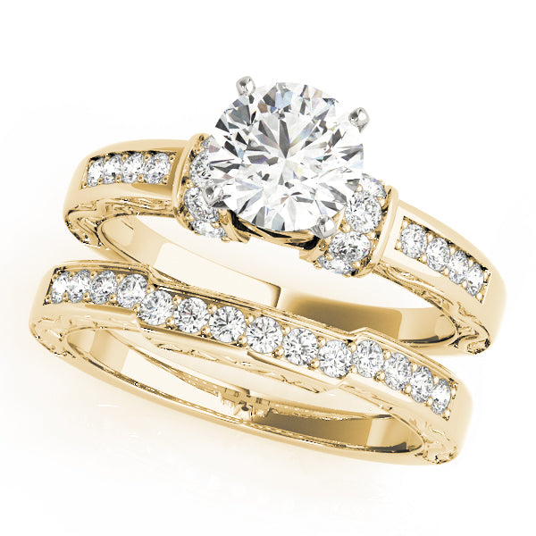 Sophisticated Antique Round Diamond Engagement Ring — 9K/18K Gold & Platinum