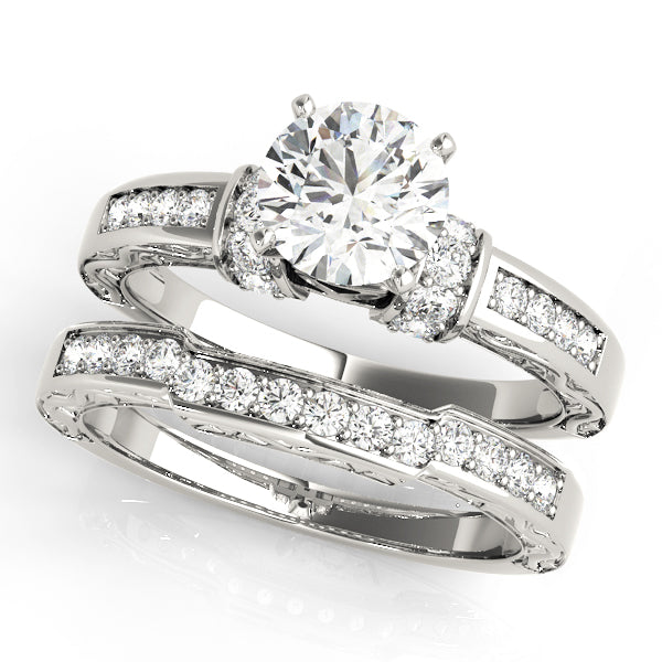 Sophisticated Antique Round Diamond Engagement Ring — 9K/18K Gold & Platinum