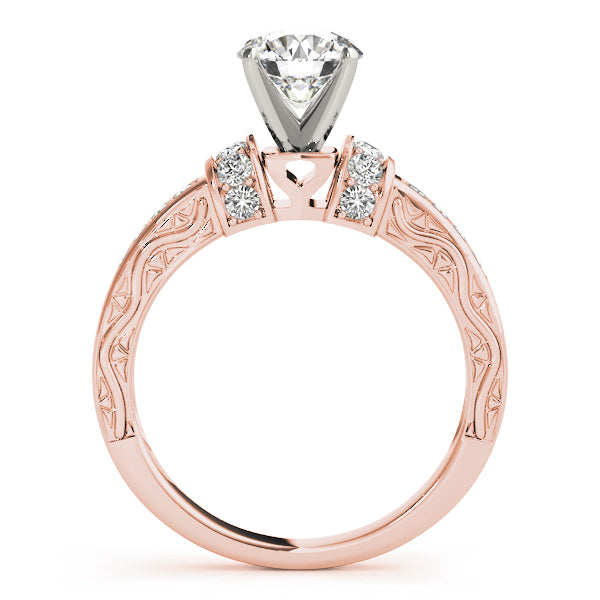 Sophisticated Antique Round Diamond Engagement Ring — 9K/18K Gold & Platinum