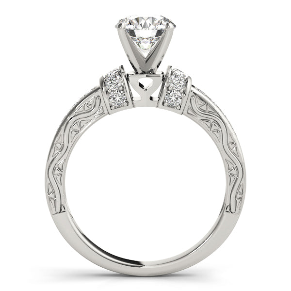 Sophisticated Antique Round Diamond Engagement Ring — 9K/18K Gold & Platinum