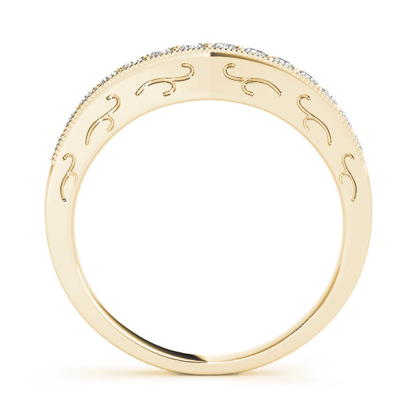 Curved Bands Half Eternity Ring in Gold & Platinum