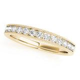 Prong in Channel Milgrain Half Eternity Ring in Gold & Platinum