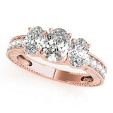 Majestic Three-Stone Oval Diamond Engagement Ring — 9K/18K Gold & Platinum