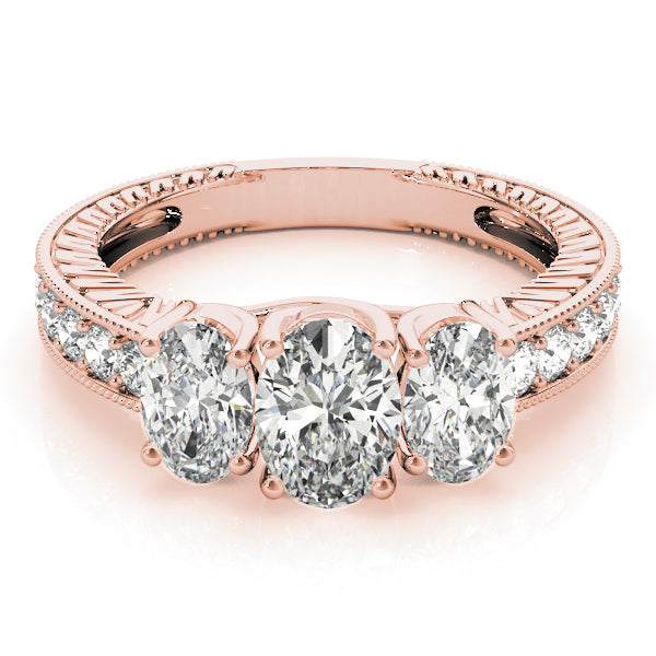 Majestic Three-Stone Oval Diamond Engagement Ring — 9K/18K Gold & Platinum