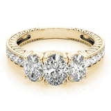 Majestic Three-Stone Oval Diamond Engagement Ring — 9K/18K Gold & Platinum