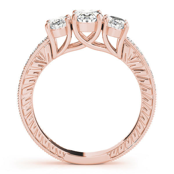 Majestic Three-Stone Oval Diamond Engagement Ring — 9K/18K Gold & Platinum