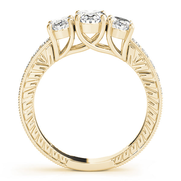 Majestic Three-Stone Oval Diamond Engagement Ring — 9K/18K Gold & Platinum