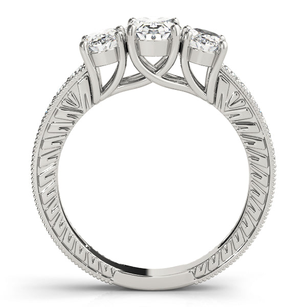 Majestic Three-Stone Oval Diamond Engagement Ring — 9K/18K Gold & Platinum