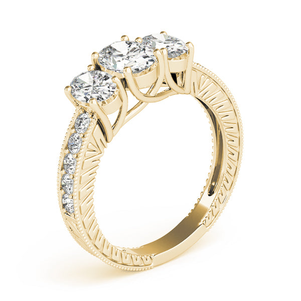 Majestic Three-Stone Oval Diamond Engagement Ring — 9K/18K Gold & Platinum