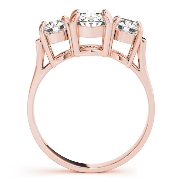 Romantic Three-Stone Oval Diamond Engagement Ring — 9K/18K Gold & Platinum