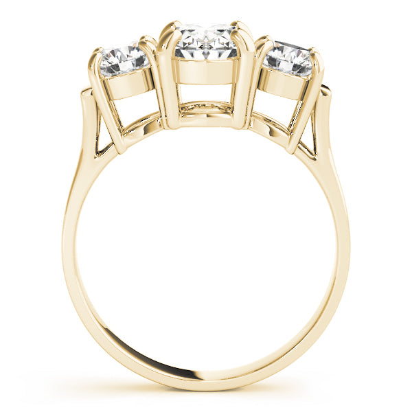 Romantic Three-Stone Oval Diamond Engagement Ring — 9K/18K Gold & Platinum
