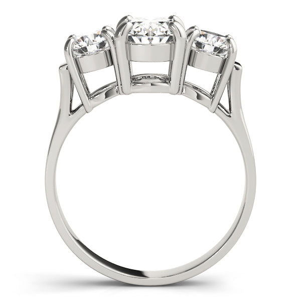 Romantic Three-Stone Oval Diamond Engagement Ring — 9K/18K Gold & Platinum