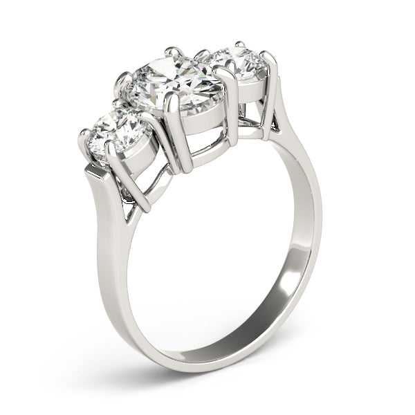 Romantic Three-Stone Oval Diamond Engagement Ring — 9K/18K Gold & Platinum