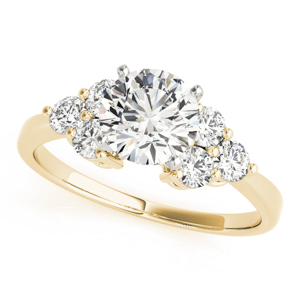 Opulent Cluster Sides Round Diamond Engagement Ring — 9K/18K Gold & Platinum