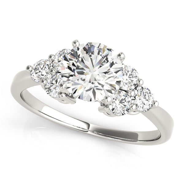 Opulent Cluster Sides Round Diamond Engagement Ring — 9K/18K Gold & Platinum