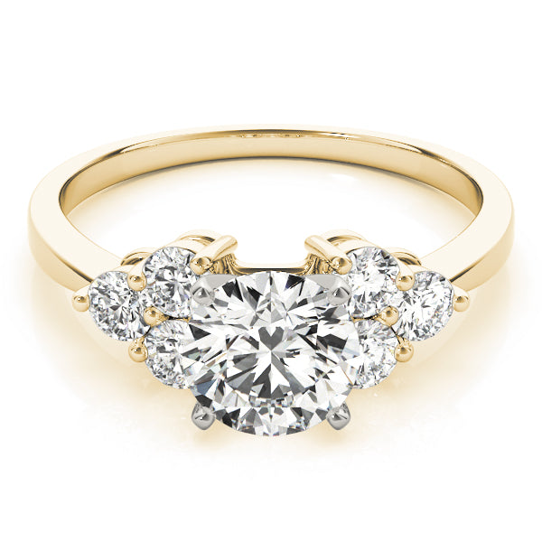 Opulent Cluster Sides Round Diamond Engagement Ring — 9K/18K Gold & Platinum