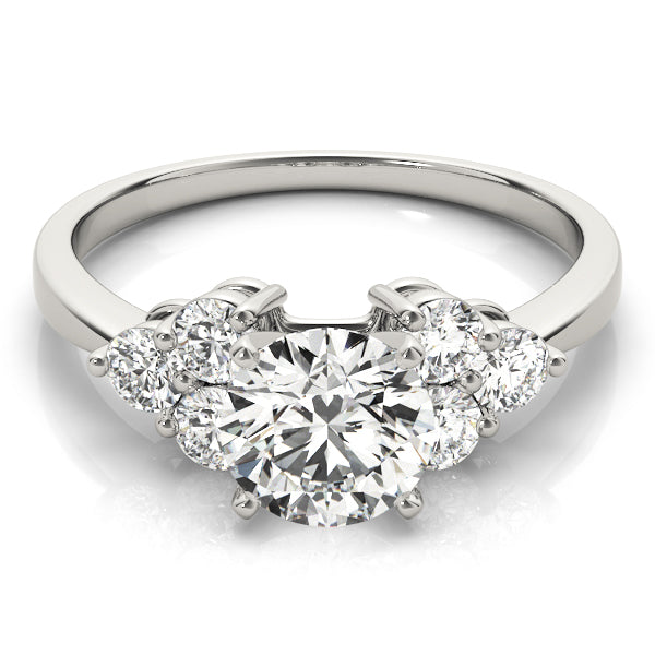Opulent Cluster Sides Round Diamond Engagement Ring — 9K/18K Gold & Platinum