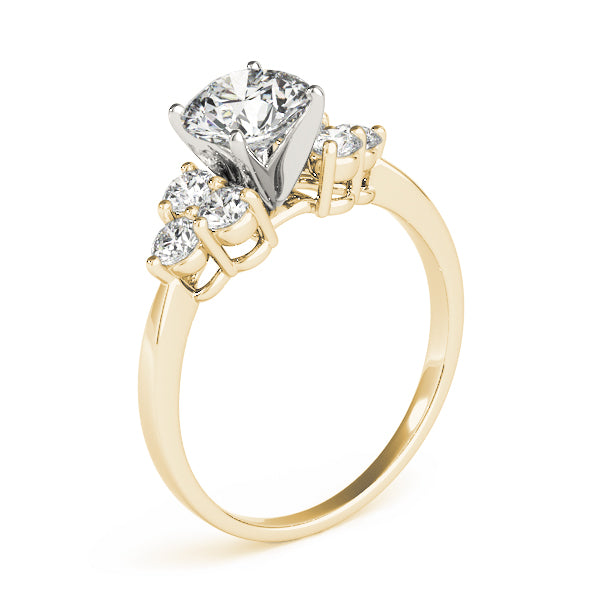 Opulent Cluster Sides Round Diamond Engagement Ring — 9K/18K Gold & Platinum