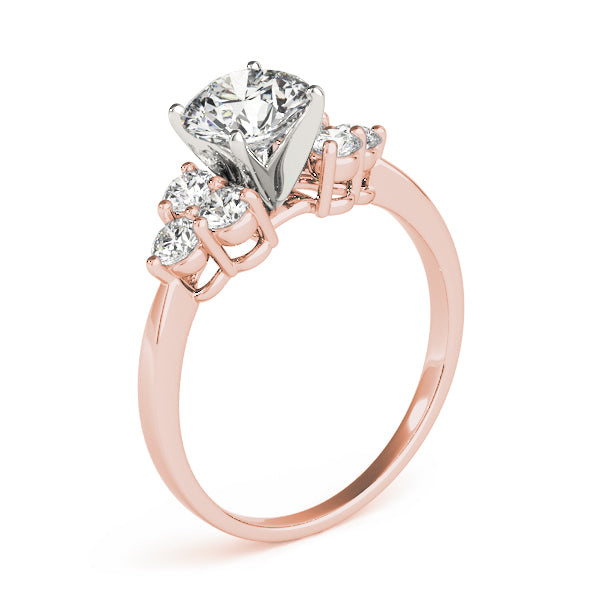 Opulent Cluster Sides Round Diamond Engagement Ring — 9K/18K Gold & Platinum