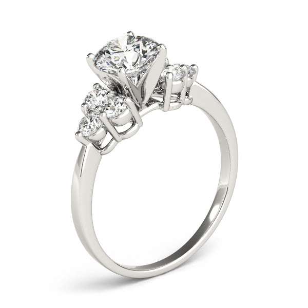 Opulent Cluster Sides Round Diamond Engagement Ring — 9K/18K Gold & Platinum
