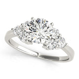 Opulent Cluster Sides Round Diamond Engagement Ring — 9K/18K Gold & Platinum