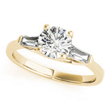 Crowned Fancy Shape Baguette Remounts Round Diamond Engagement Ring — 9K/18K Gold & Platinum