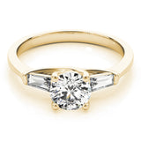 Crowned Fancy Shape Baguette Remounts Round Diamond Engagement Ring — 9K/18K Gold & Platinum