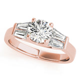 Graceful Fancy Shape Baguette Remounts Round Diamond Engagement Ring — 9K/18K Gold & Platinum