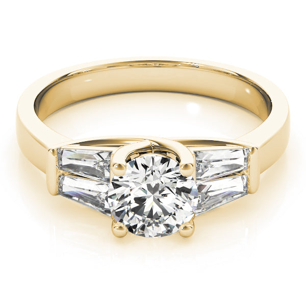 Graceful Fancy Shape Baguette Remounts Round Diamond Engagement Ring — 9K/18K Gold & Platinum