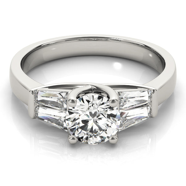 Graceful Fancy Shape Baguette Remounts Round Diamond Engagement Ring — 9K/18K Gold & Platinum