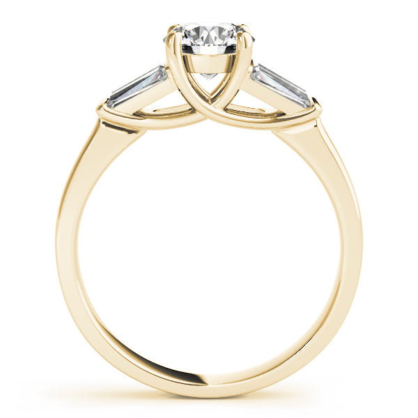 Graceful Fancy Shape Baguette Remounts Round Diamond Engagement Ring — 9K/18K Gold & Platinum