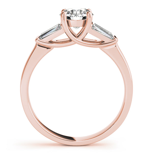 Graceful Fancy Shape Baguette Remounts Round Diamond Engagement Ring — 9K/18K Gold & Platinum
