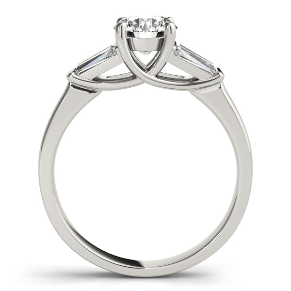 Graceful Fancy Shape Baguette Remounts Round Diamond Engagement Ring — 9K/18K Gold & Platinum