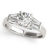 Graceful Fancy Shape Baguette Remounts Round Diamond Engagement Ring — 9K/18K Gold & Platinum