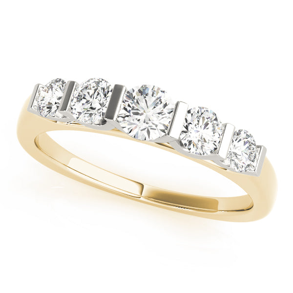 Bar Set Half Eternity Ring in Gold & Platinum